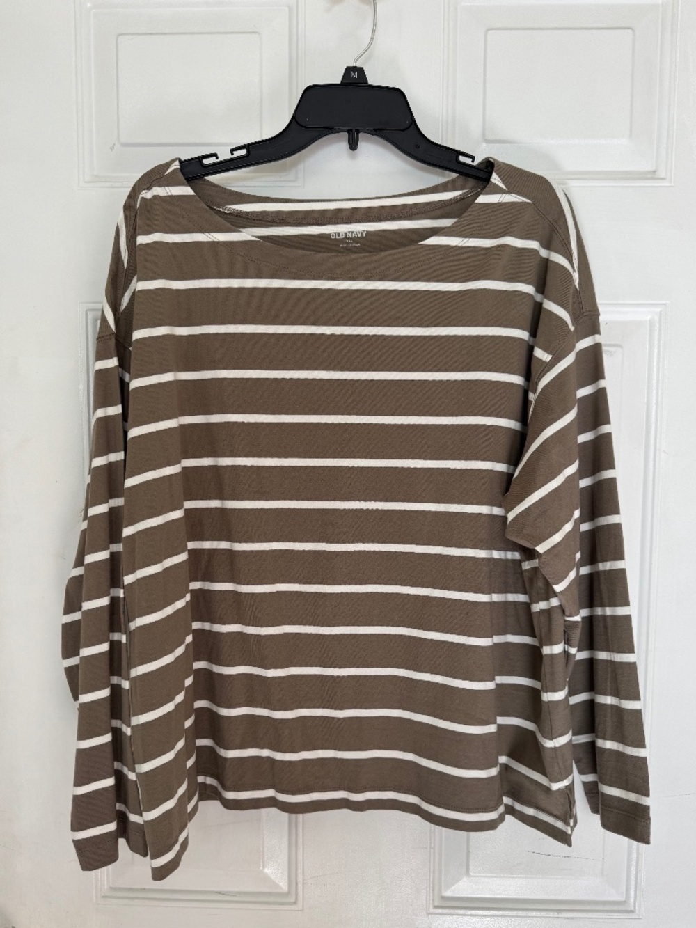Old Navy Brown Striped Long Sleeve Boatneck Tee XXL NWOT